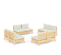 Garden Lounge Set Modular Sofa with Cream Cushions 8 Piece Pinewood vidaXL