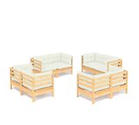 Garden Lounge Set Modular Sofa with Cream Cushions 8 Piece Pinewood vidaXL