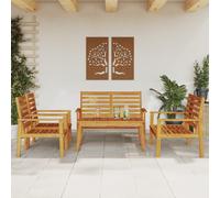 (brown, 2x chair + 2x bench + table) vidaXL Garden Lounge Set with Cushions Outdoor Lounge Set Solid Wood Acacia