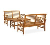 Garden lounge set 4pc Solid Acacia Wood Brown Bench 119x67x83cm Table102x50x43cm