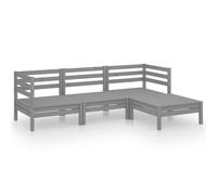 vidaXL Garden Lounge Set Wooden Outdoor Lounge Set 4 Piece Solid Pinewood Grey