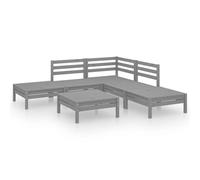 vidaXL Garden Lounge Set Wooden Outdoor Lounge Set 6 Piece Solid Pinewood Grey