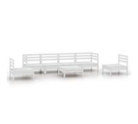 vidaXL 7 Piece Garden Lounge Set White Solid Pinewood, White