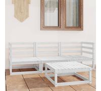 vidaXL Garden Lounge Set Outdoor Furniture Set 4 Piece White Solid Wood Pine
