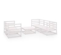 vidaXL Garden Lounge Set Outdoor Furniture Set 6 Piece White Solid Wood Pine