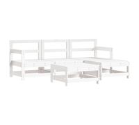 (white) vidaXL Garden Lounge Set Outdoor Modular Sofa Set 5 Piece Solid Wood Pine