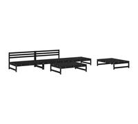 (black) vidaXL Garden Lounge Set Outdoor Modular Sofa Set 5 Piece Solid Wood Pine