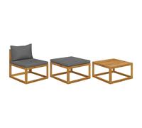 3-Piece Acacia Wood Garden Lounge Set with Cushions