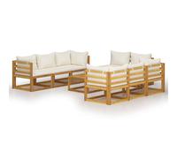 (cream, corner + 2x middle + 2x footrest + table) vidaXL Garden Lounge Set Outdoor Sofa Set with Cushions Solid Wood Acacia