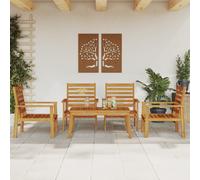 Garden lounge set Solid Acacia Wood Brown Table 103x58x45cm 4pcs Chairs Seat32cm