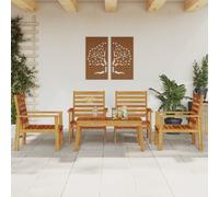 Garden lounge set Solid Acacia Wood Brown Table 103x58x45cm 4pcs Chairs Seat32cm