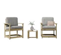 Garden lounge set solid pine brown Table 40x38x28.5cm Chair 62x56x77cm 3pc.