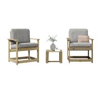 Garden lounge set Solid pine wood Natural impregnated Tbl40x38x28.5Chair62x56x77