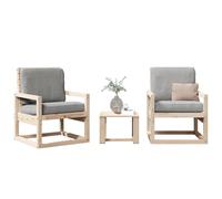 Garden lounge set Solid pine wood Natural pine 57.5x63x76cm chairs +40x38x28.5cm