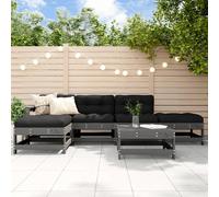 Garden Lounge Set Solid Pinewood Grey 62x62x70.5cm Modular Black Cushions Patio