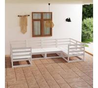 Garden Lounge Set Solid Pinewood White 70x70x67cm 6-Seater Corner Sofa Outdoor.