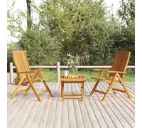 Garden Lounge Set Solid Teak Wood Natural Teak 60x74.5x104 cm 3pc Reclining 6pos