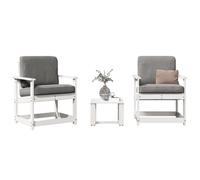 Garden lounge set White Solid Pine Wood 40x38x28.5 & 62x56x77 cm Outdoor PatioXL