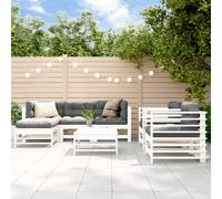 Garden lounge set white solid pinewood 7pc modular 63.5x63.5x60cm slatted patio