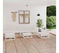 Garden lounge set White Solid Pinewood 8pc Modular 70x70x67cm Seats Corner Table