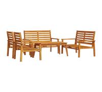 (brown, 2x chair + 2x bench + table) vidaXL Garden Lounge Set with Cushions Outdoor Lounge Set Solid Wood Acacia
