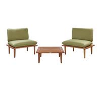 Beliani Garden Lounge Set With Table 2 Seater Frascati Modular Certified Acacia Wood Olive Green