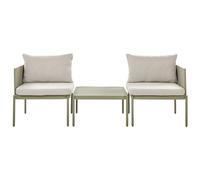 Beliani Garden Lounge Set With Table 2 Seater Terracina Metal Olive Green