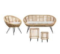 Garden Lounge Set with Table 3 Seater MARATEA/CESENATICO Rattan Natural