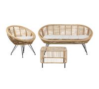 Beliani Garden Lounge Set With Table 3 Seater Maratea/Cesenatico Rattan Natural, Brown