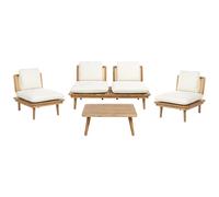 Garden Lounge Set with Table 4 Seater ACCADIA Certified Acacia Wood Light Beige