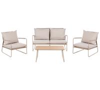 Beliani Garden Lounge Set With Table 4 Seater Acceglio Metal Beige