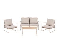 Beliani Garden Lounge Set With Table 4 Seater Acceglio Metal Beige