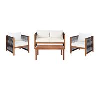 Garden Lounge Set with Table 4 Seater ANTRIA Acacia Wood Black