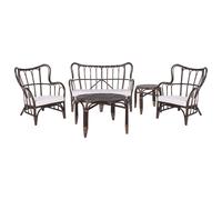 Garden Lounge Set with Table 4 Seater BRINDISI Rattan Dark Brown