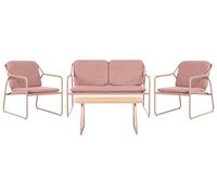 Beliani Garden Lounge Set With Table 4 Seater Calascio Metal Brown