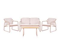 Garden Lounge Set with Table 4 Seater CALASCIO Metal Light Beige