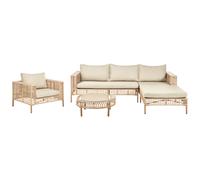 Garden Lounge Set with Table 4 Seater CALASETTA Left Hand Beige PE Rattan