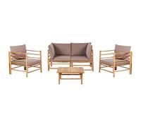 Garden Lounge Set with Table 4 Seater CERRETO Bamboo Wood Taupe