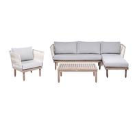 Garden Lounge Set with Table 4 Seater CREMONA Acacia Wood Brown/ Grey Left Hand