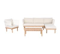 Garden Lounge Set with Table 4 Seater CREMONA Acacia Wood White Left Hand