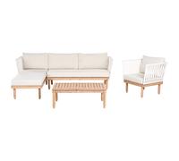 Garden Lounge Set with Table 4 Seater CREMONA Acacia Wood White Right Hand