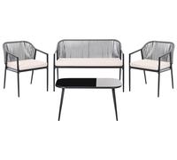 Beliani Garden Lounge Set With Table 4 Seater Flero Pe Rattan Black