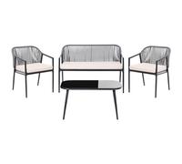 Garden Lounge Set with Table 4 Seater FLERO PE Rattan Black