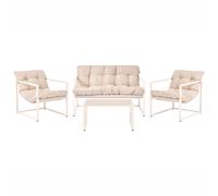 Beliani Garden Lounge Set With Table 4 Seater Garda Beige Metal