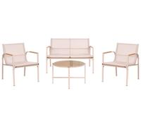 Garden Lounge Set with Table 4 Seater LEDRO Metal Beige
