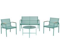 Beliani Garden Lounge Set With Table 4 Seater Ledro Metal Green