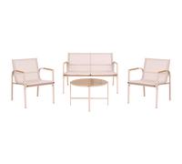 Garden Lounge Set with Table 4 Seater LEDRO Metal Beige