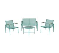 Garden Lounge Set with Table 4 Seater LEDRO Metal Green