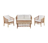 Garden Lounge Set with Table 4 Seater MAGGIORE Bamboo Light Brown