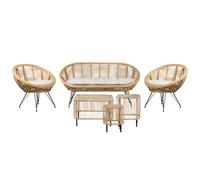 Garden Lounge Set with Table 4 Seater MARATEA/CESENATICO Rattan Natural